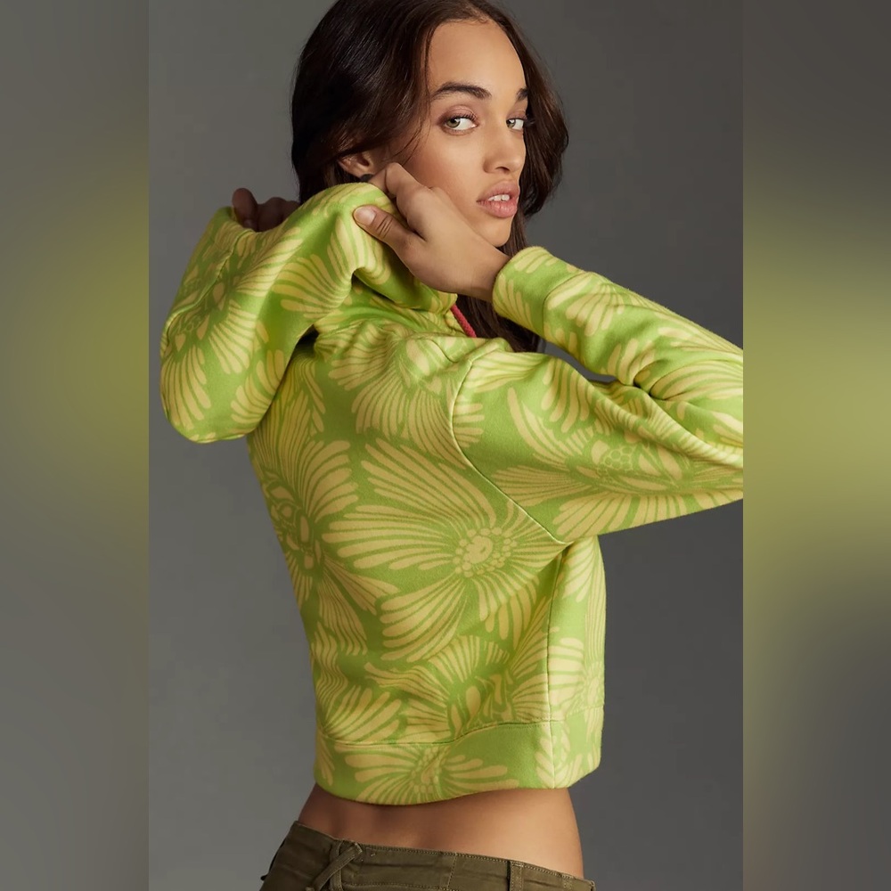 Farm Rio x Anthropologie Printed Cropped Hooded Sweatshirt - Picture 2 of 6